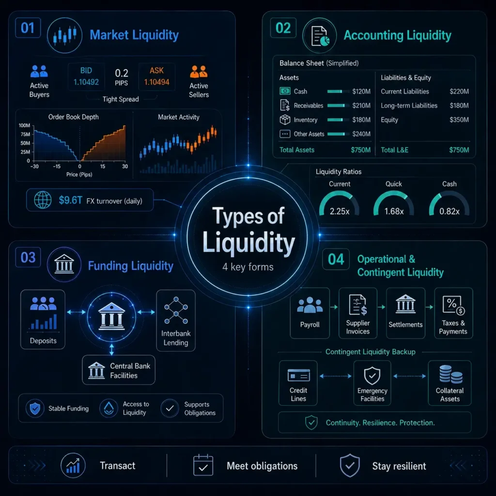 A infographic showing the 4 types of liquidity