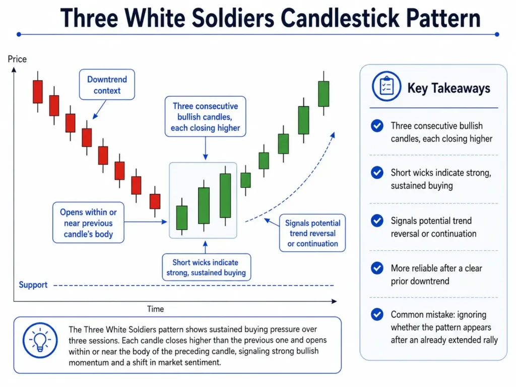 Three White Soldiers Candlestick Pattern