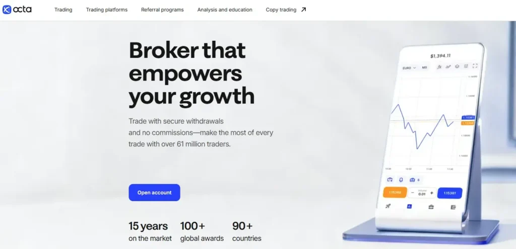 Image of Octa main website