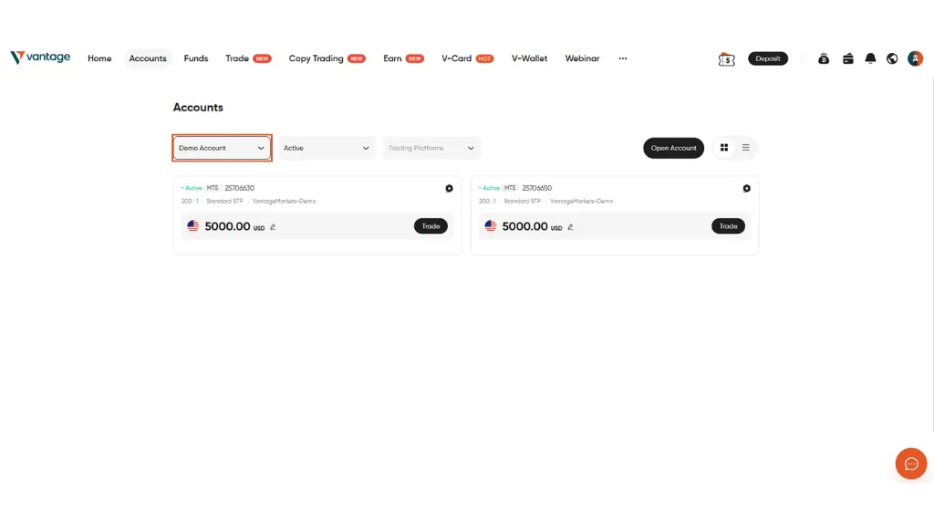 how to trade gold step 16 practise the workflow in demo first on Vantage Markets demo account 